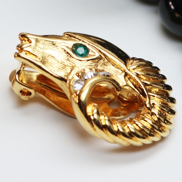 Vintage BOOKPIECE Kenneth Lane Ram's Head Earrings - Picture 2 of 10